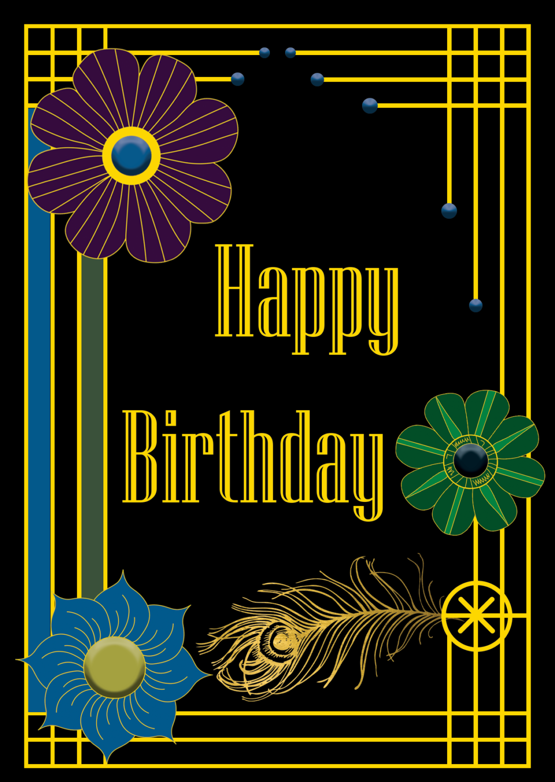 Happy Birthday art deco card